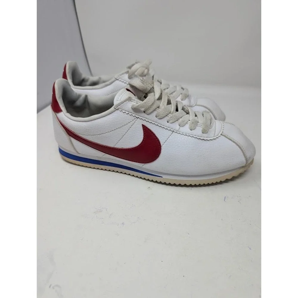 Nike Classic Cortez Leather Forrest Gump White Red Blue Sneakers Men's 8.5